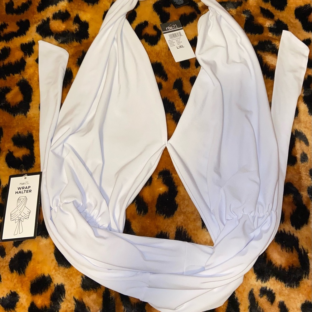 Rue21 White Wrap Halter Top